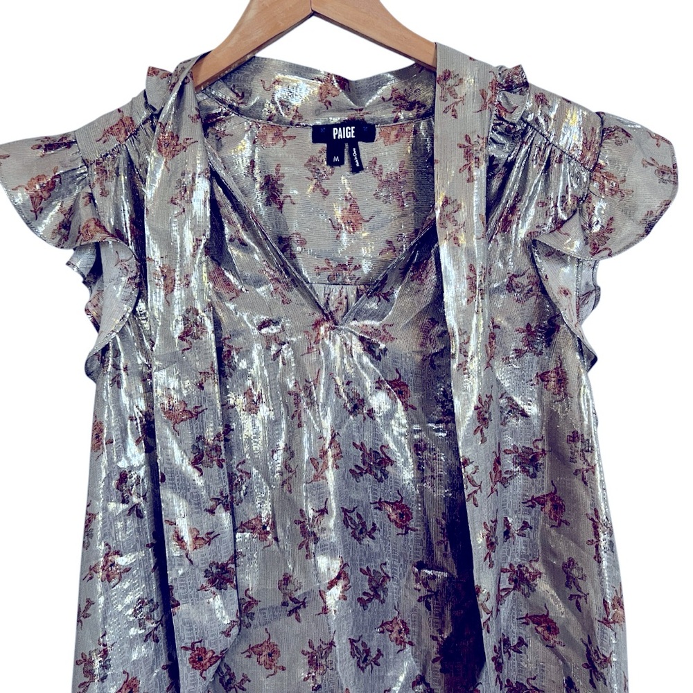 Paige Bette Top size M Ruffle Sleeve - Picture 3 of 14